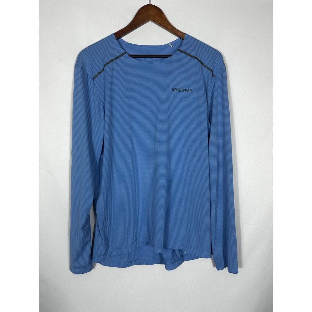 Gorewear Contest Men's Long Sleeve Shirt Cargo Blue Size L Lightweight Running